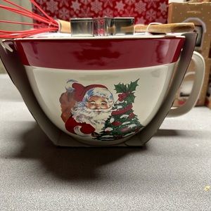 African American Santa Mixing Bowl & Baking Utensil Set